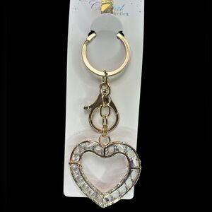 Gold Heart Bag Charm with Bling